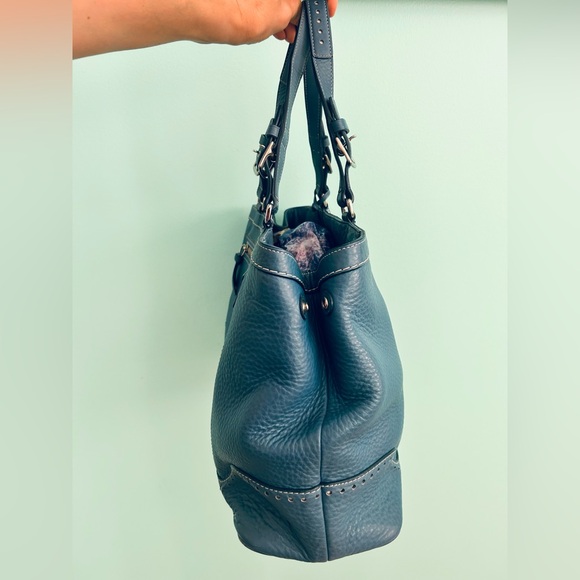 Vintage Coach Hamptons Blue Pebbled Leather Carryall Tote Bag